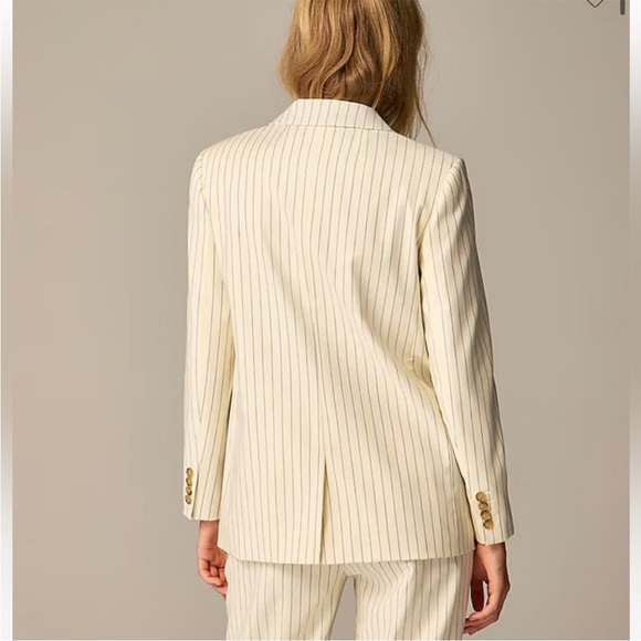J. CREW Collection classic blazer ivory pinstripe Italian wool Sz 2 NWT $375 - Picture 3 of 16
